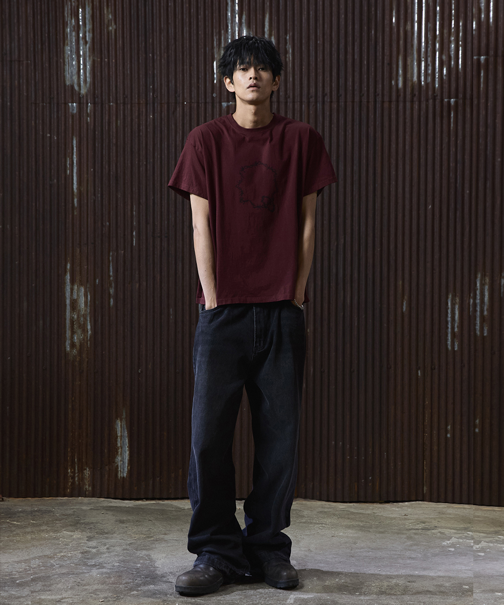 Layered Circle Chain 1 / 2 Tee [Burgundy]