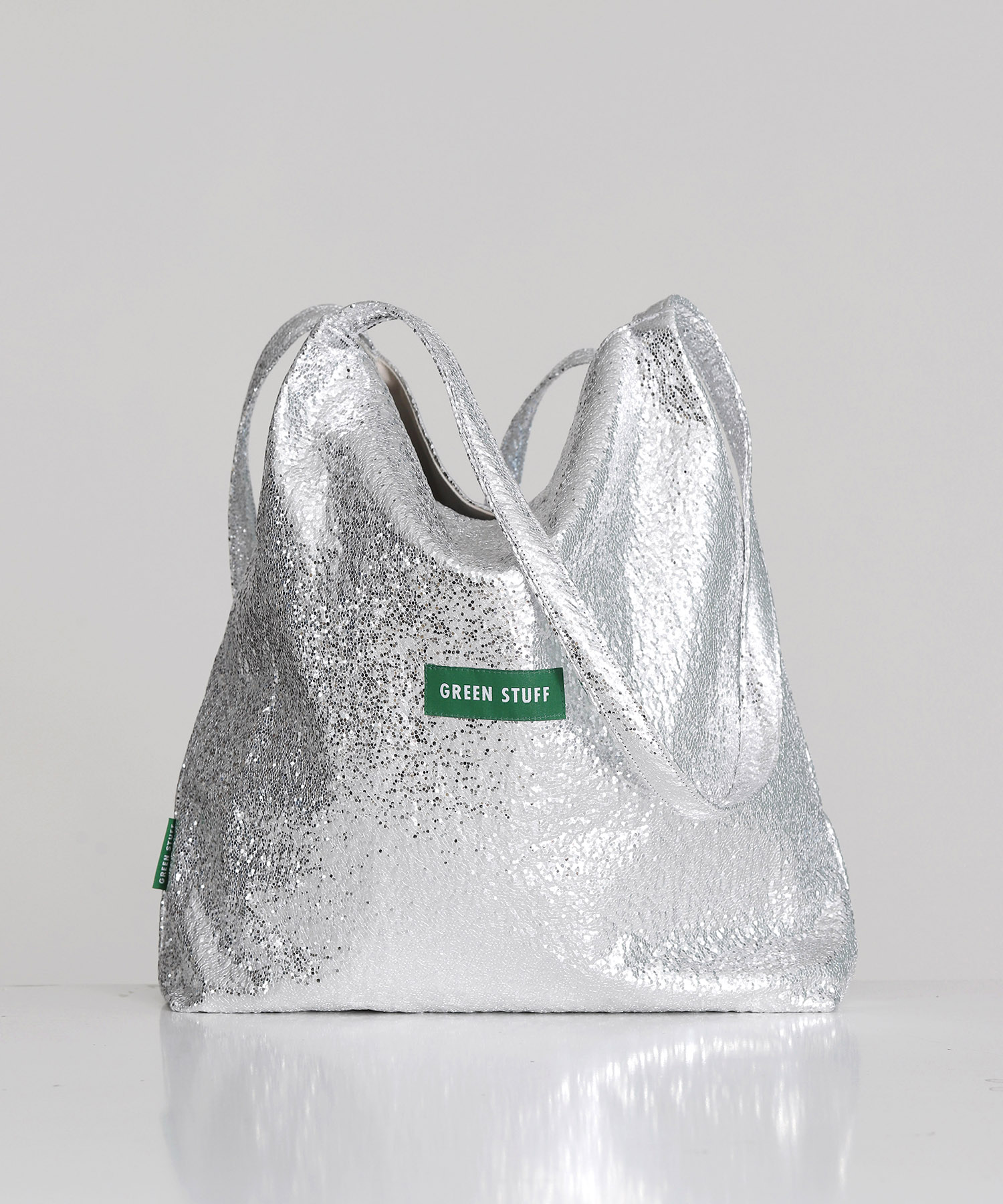 boxy bag 53 - glitter texture silver