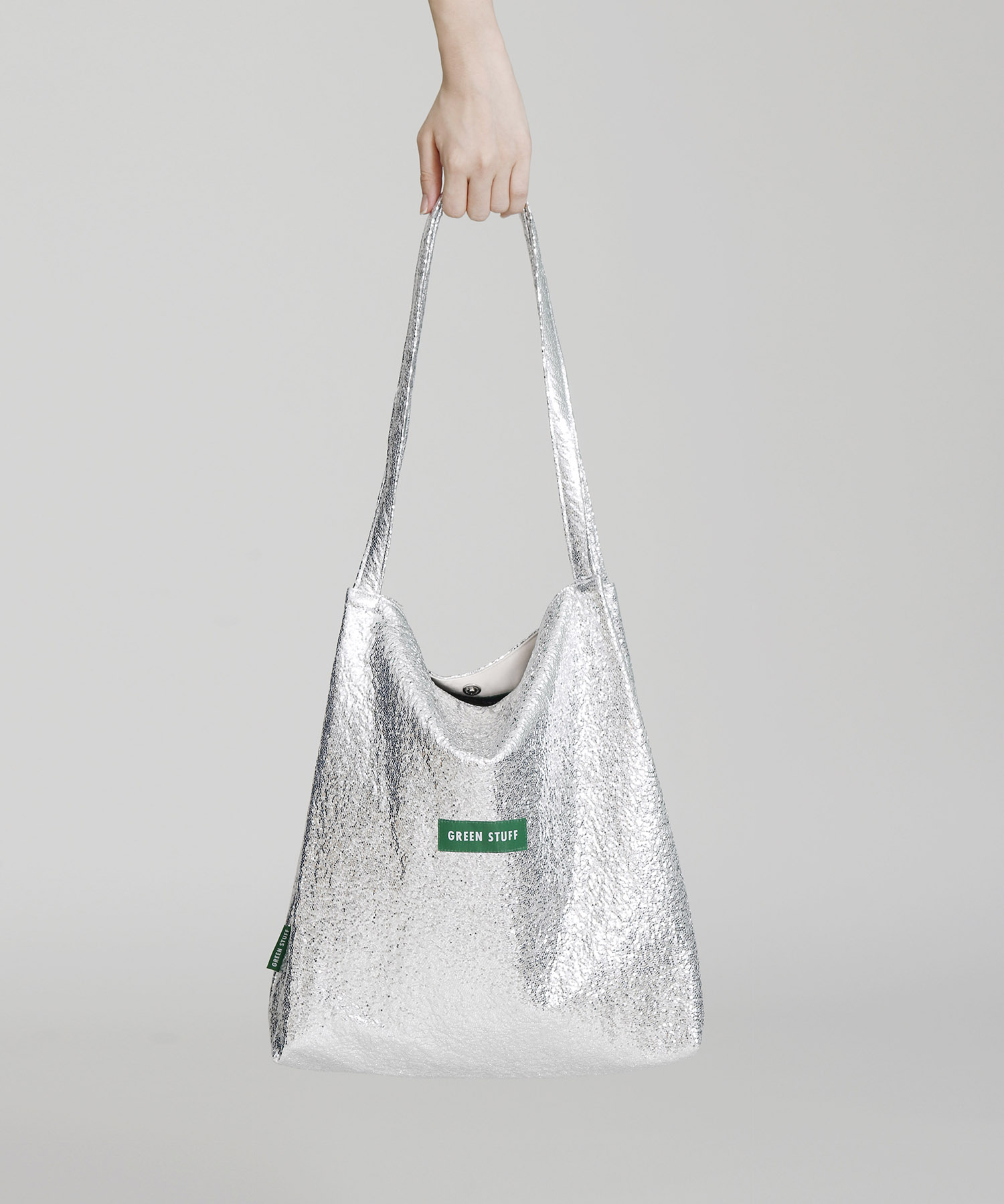 boxy bag 53 - glitter texture silver