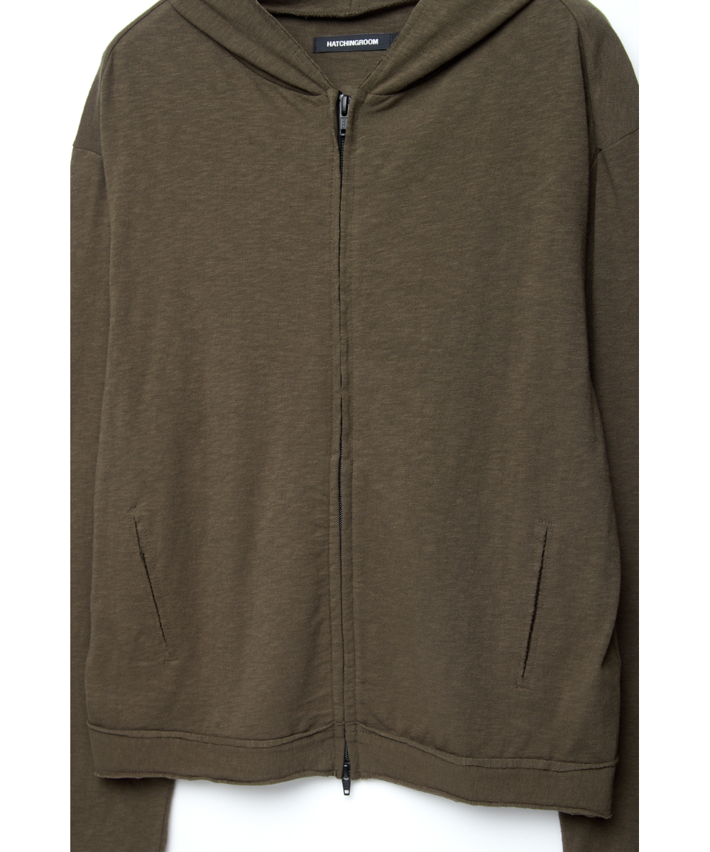 Rough Hoodie Slub Dark Khaki