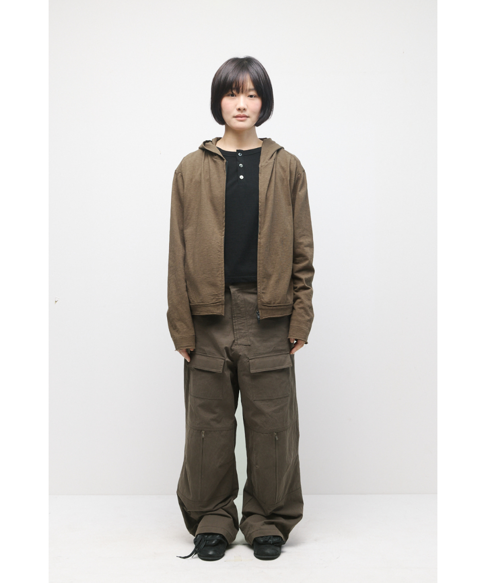 Rough Hoodie Slub Dark Khaki