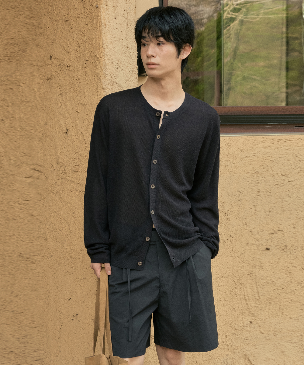 Flow Linen Cardigan_CHARCOAL(WC26KN53)