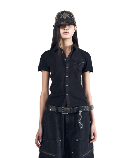 Roll-Up Pocket Shirts (Black) thumbnail 4