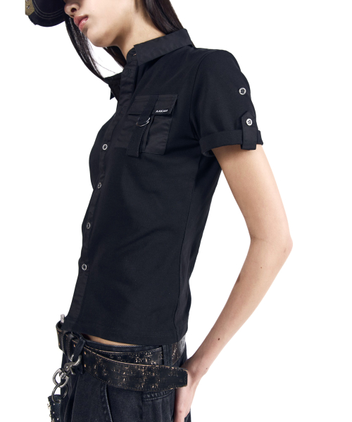 Roll-Up Pocket Shirts (Black) thumbnail 6