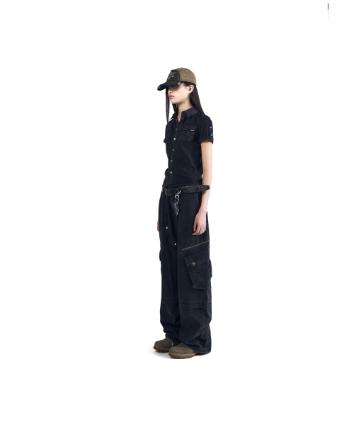 Roll-Up Pocket Shirts (Black) thumbnail 7