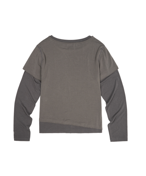 MUSINSA | AAKAM Contrast Layered Long Sleeve (Dark Gray)