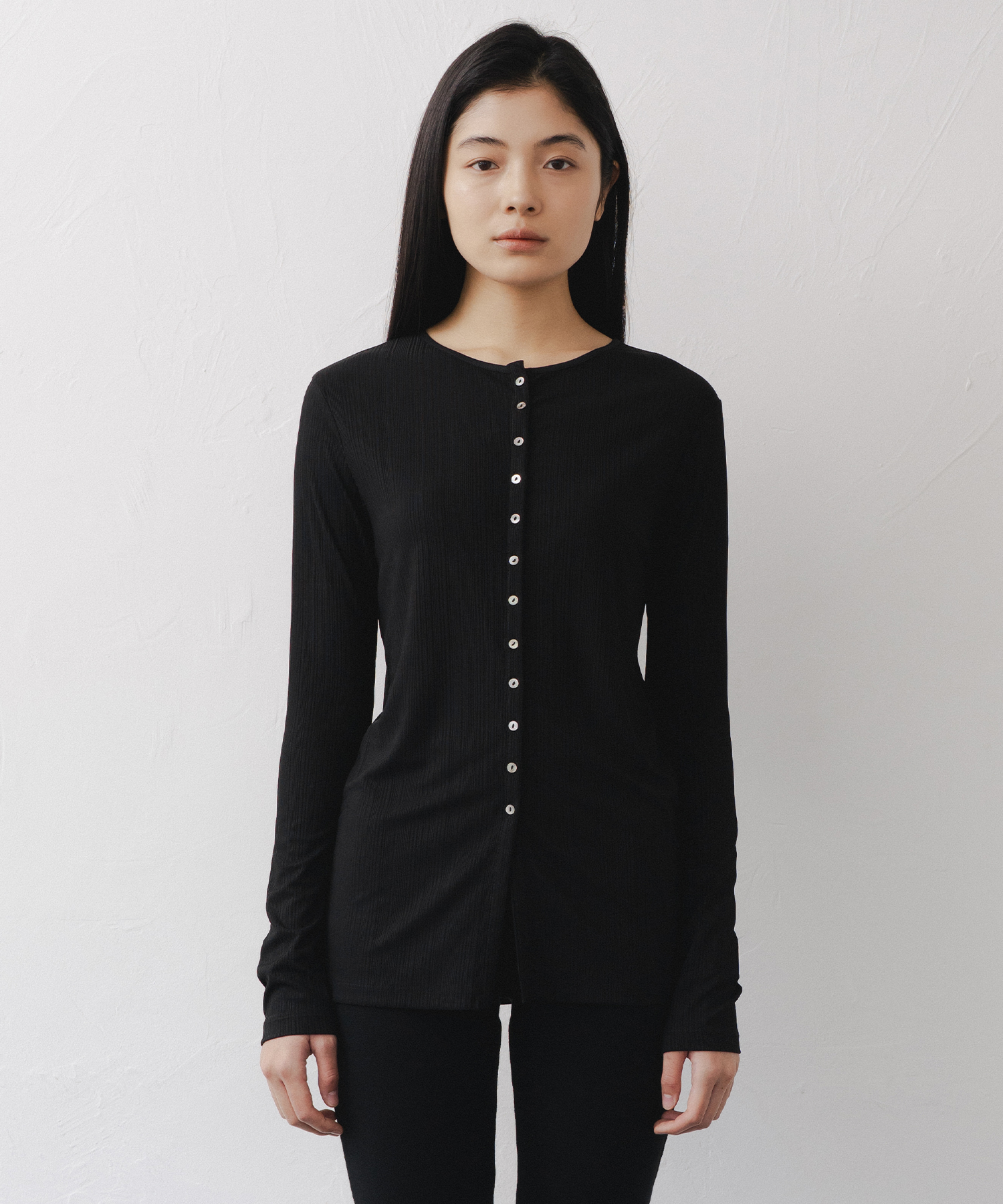 Soft Rib Button кардиган-чёрный