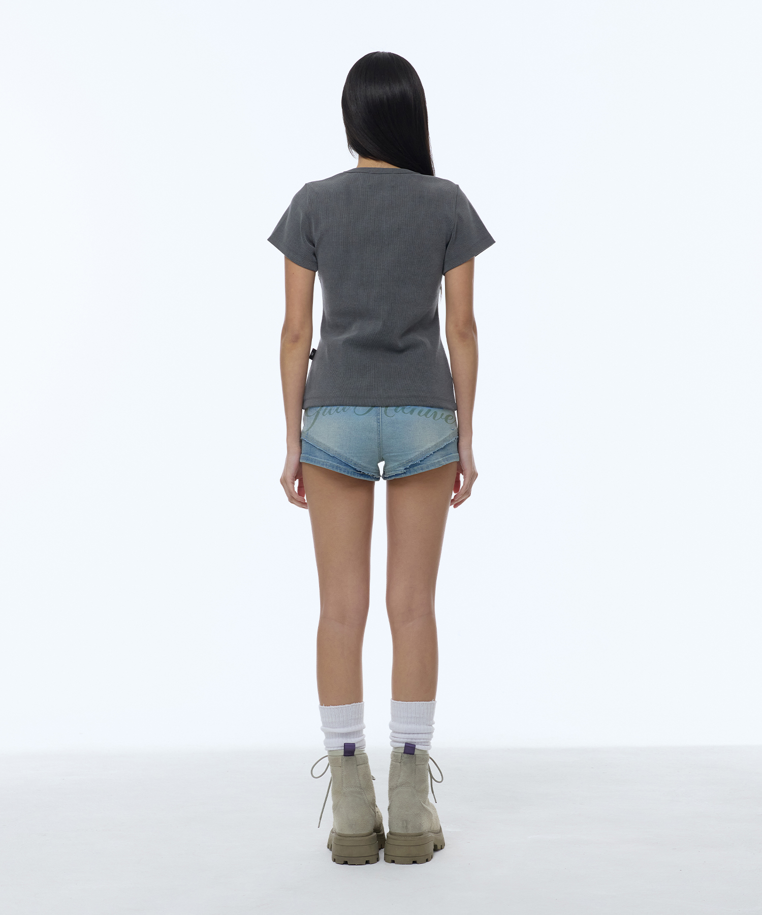 RAW EDGE SCRIPT LOGO DENIM SHORTS_LIGHT синий