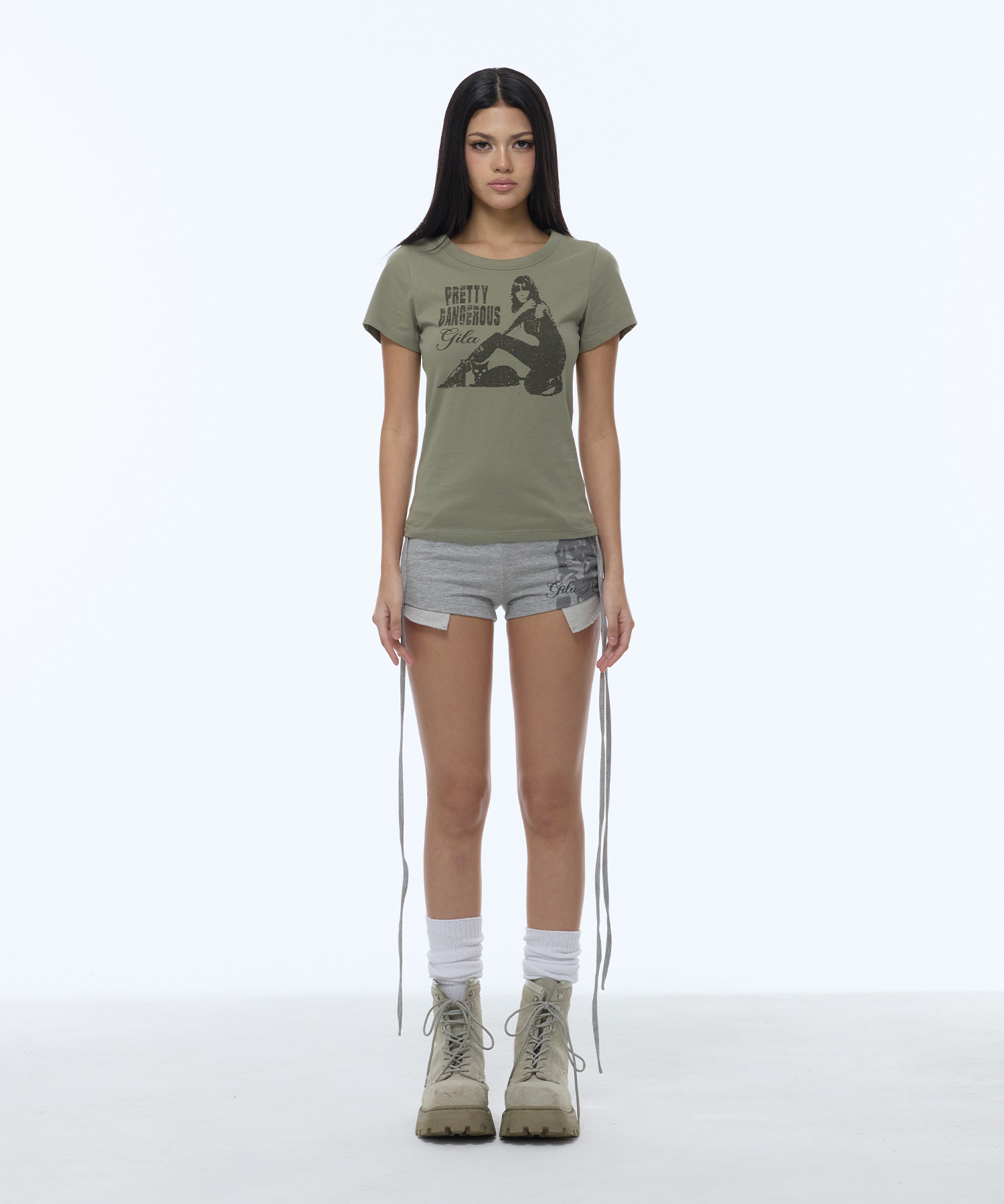 GLASSES GIRL STRING SHORT_GREY