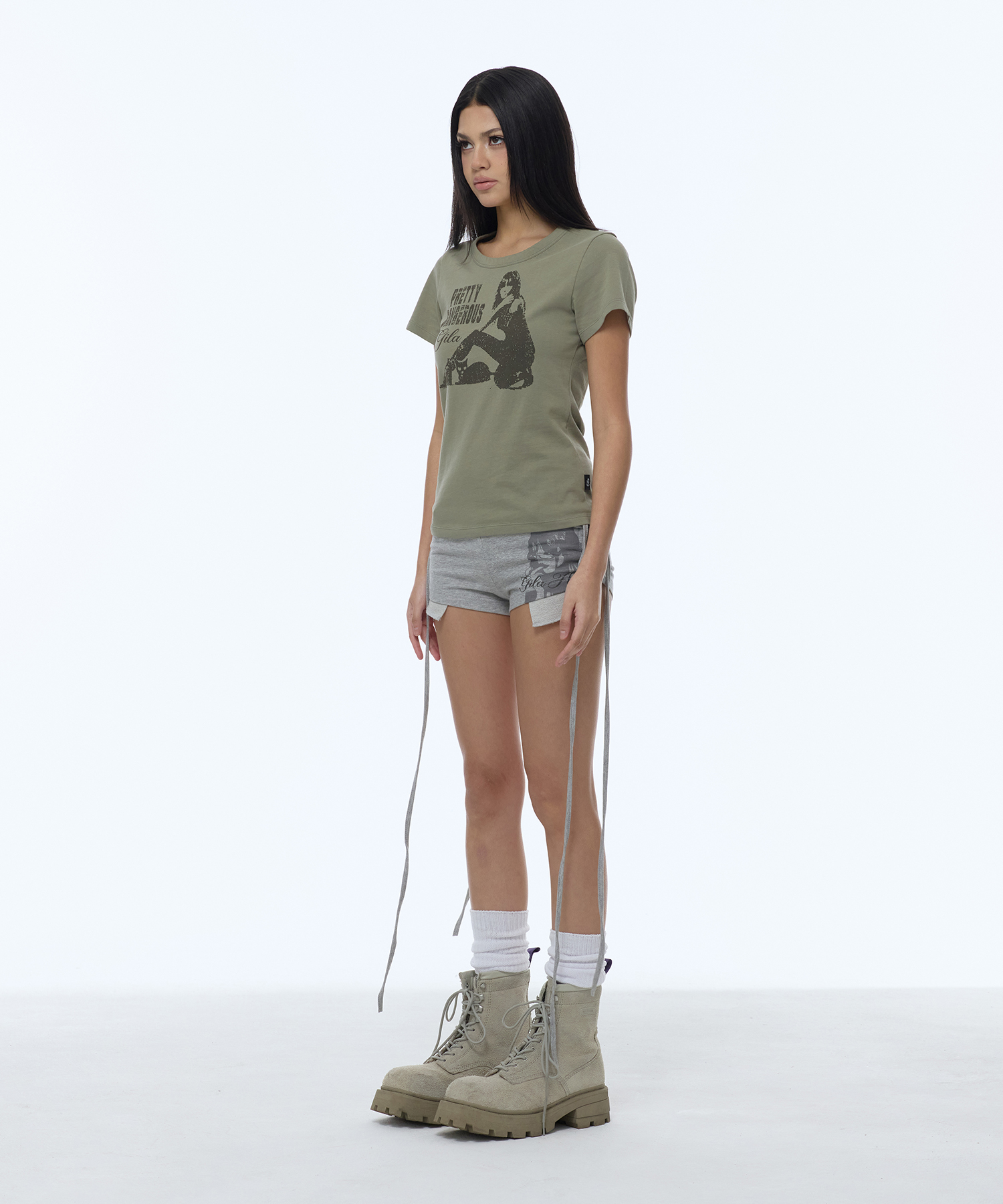 GLASSES GIRL STRING SHORT_GREY