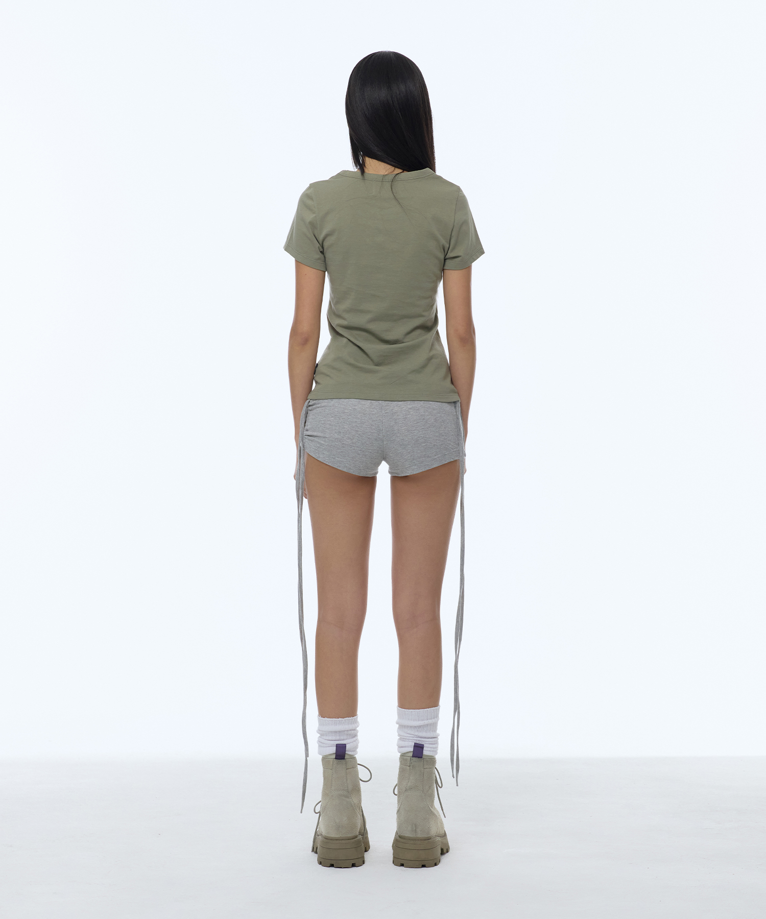 GLASSES GIRL STRING SHORT_GREY