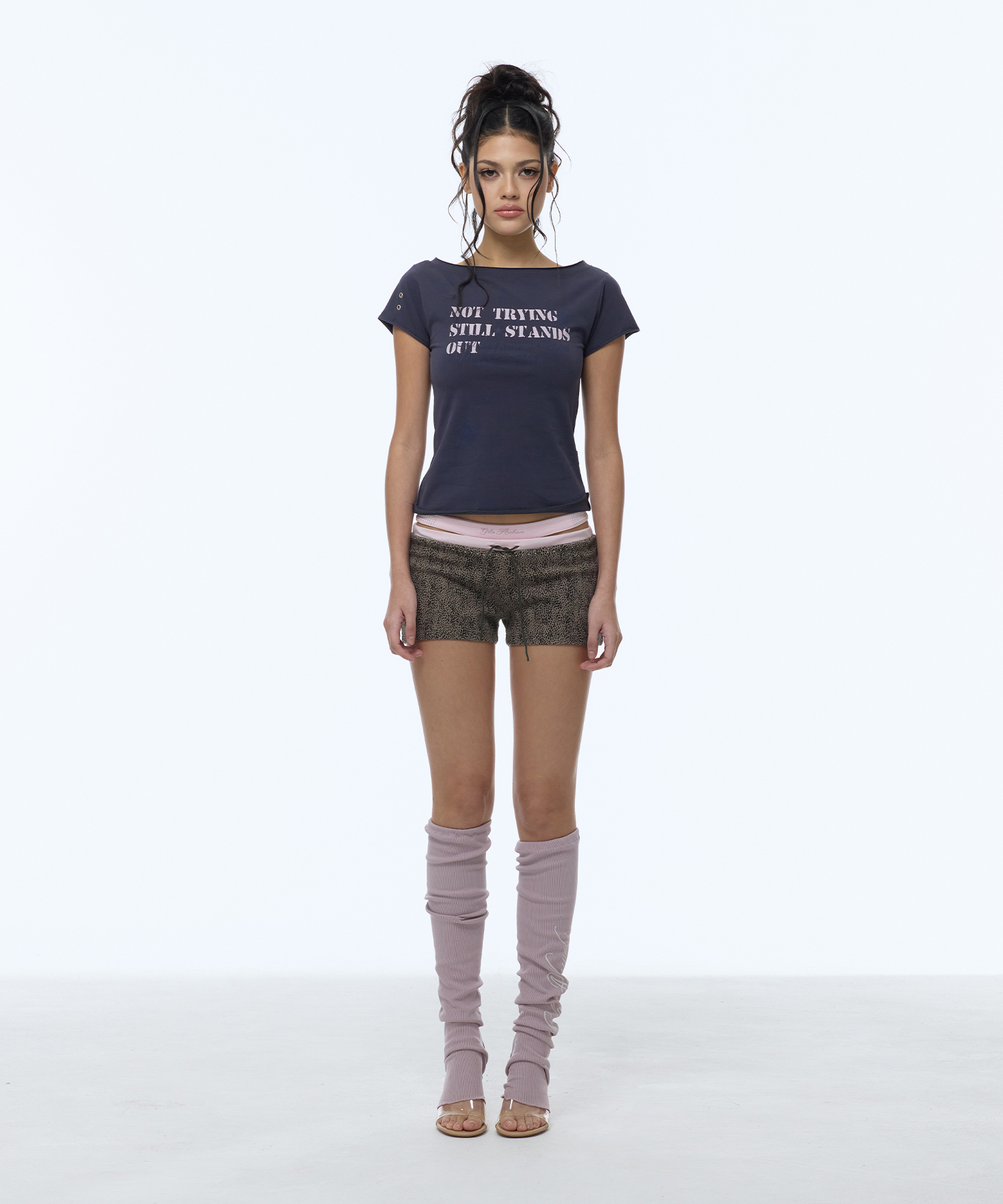 SLOGAN BOAT NECK T-SHIRTS_NAVY