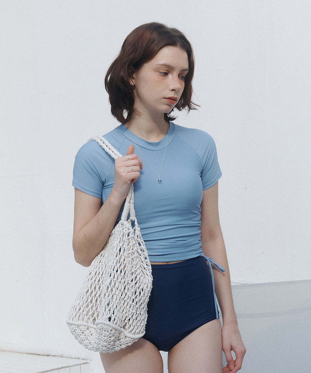 Marine Side Shirring Rash Guard Set