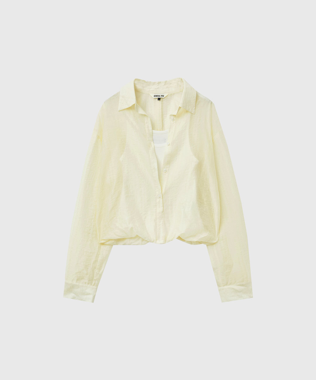 woman sheer layered blouson shirt [cream]