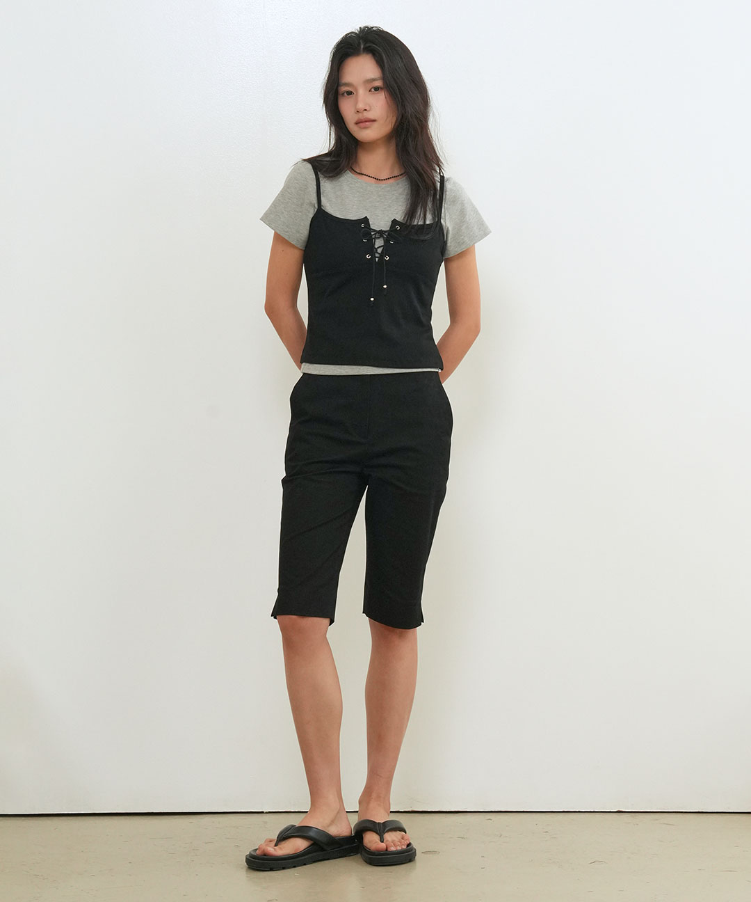 woman eyelet sleeveless [чёрный]