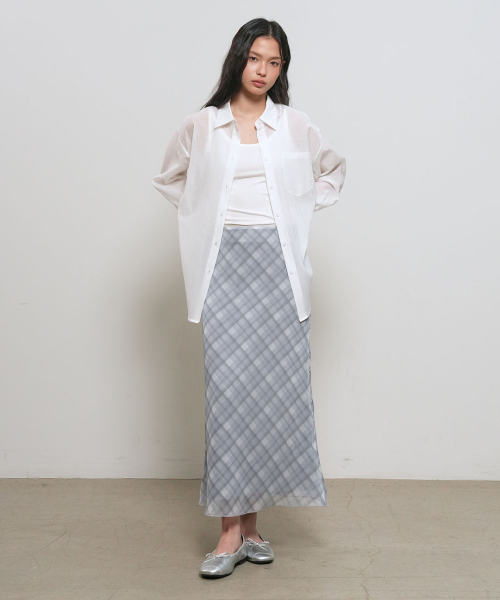 Check Sheer Long Skirt [FOG GREY] / GF2LSK510 thumbnail 5
