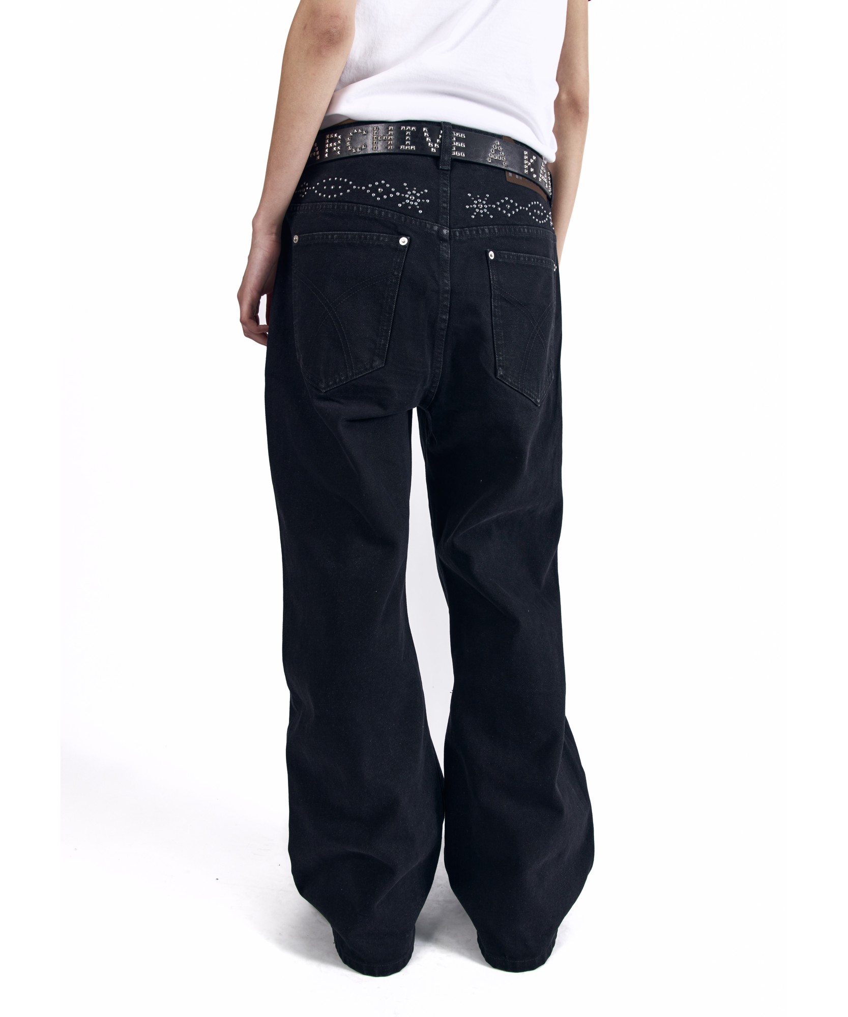 Back Studded Flare Denim брюки (чёрный)