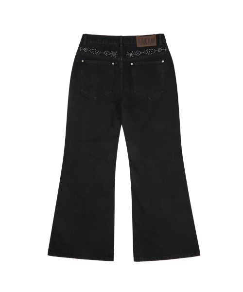 MUSINSA公式 | AAKAM Back Studded Flare Denim Pants (Black)