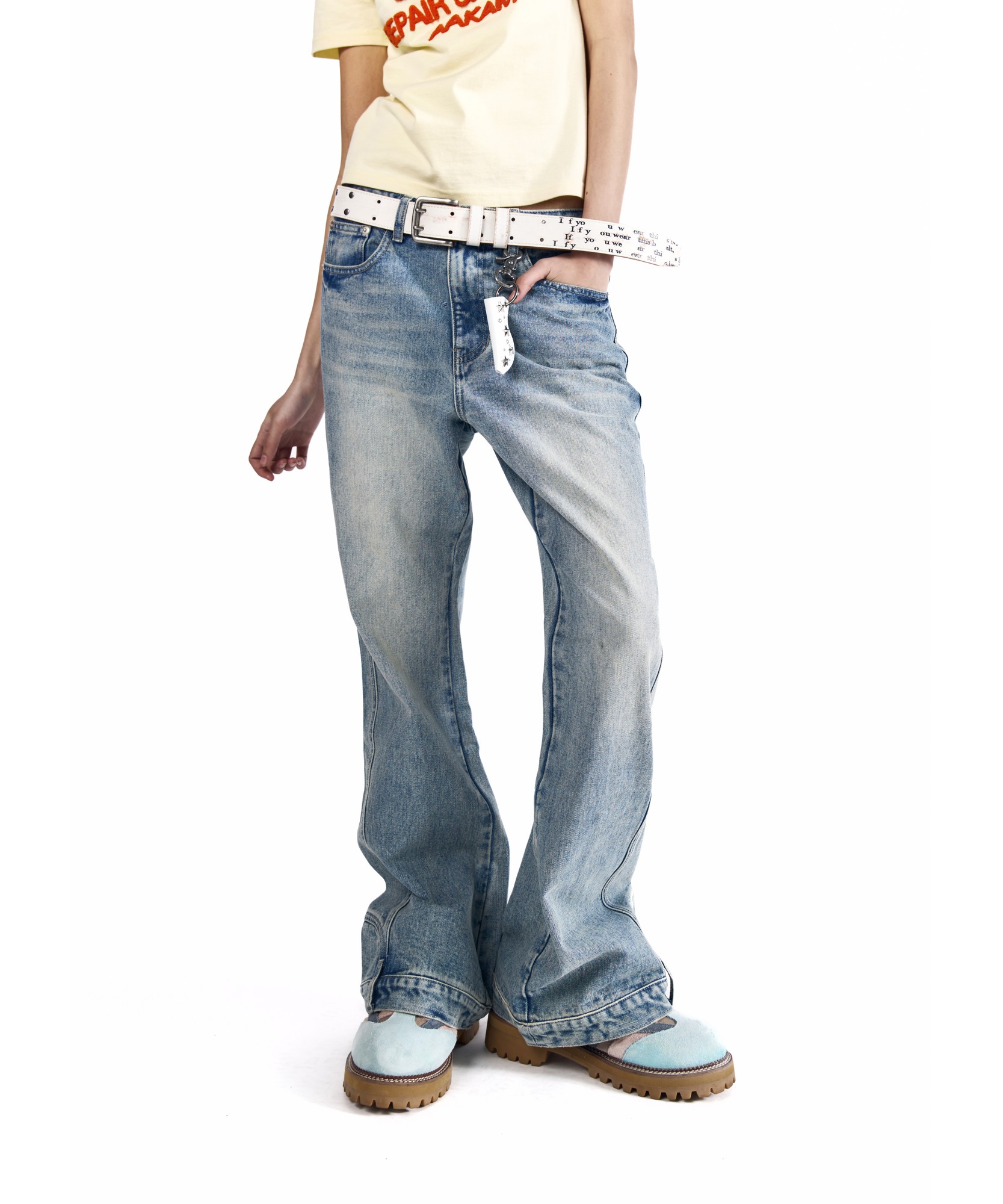 Upside-Down Flare Denim брюки (синий)