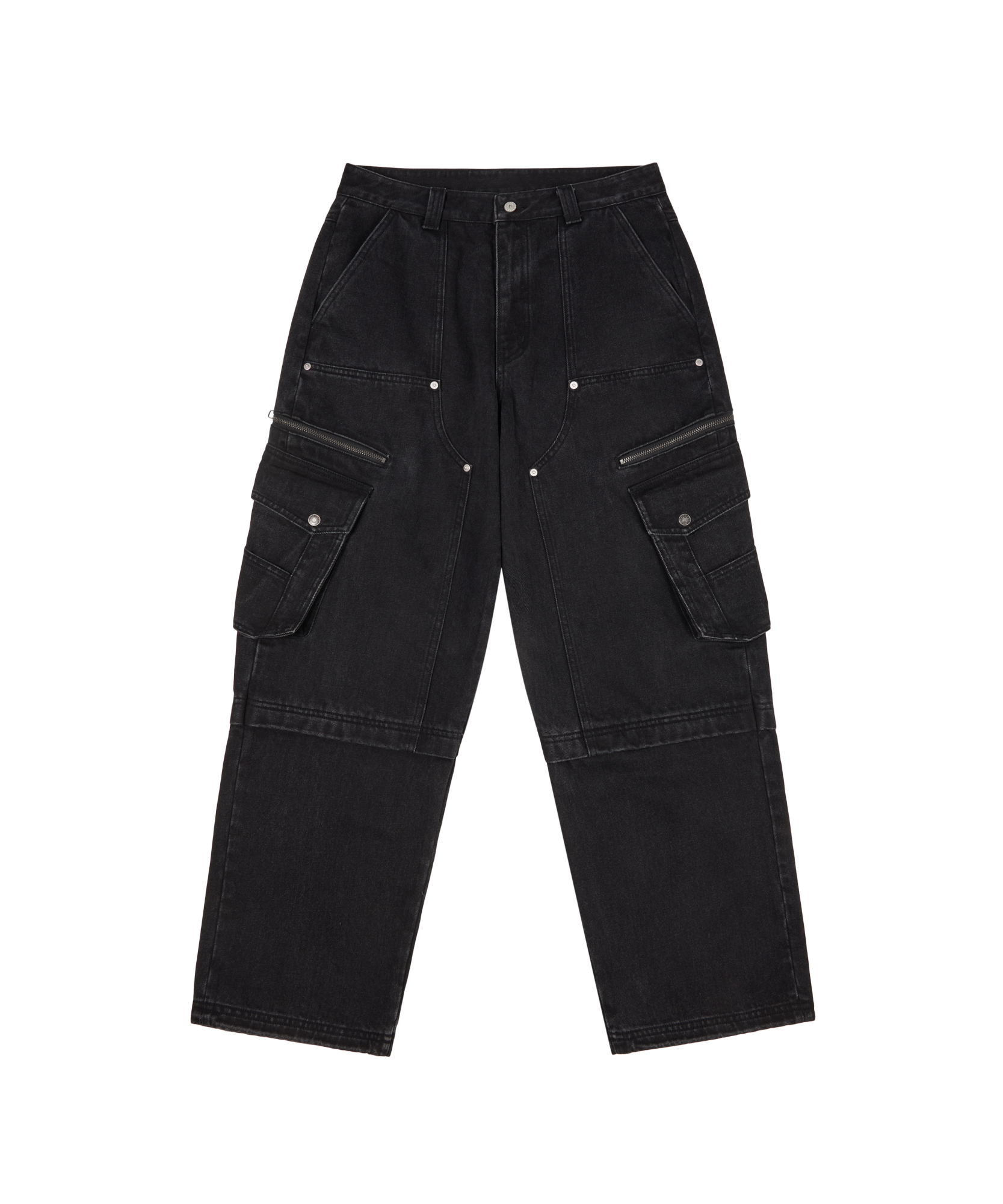 Knee Incision Zippered Cargo брюки (чёрный)