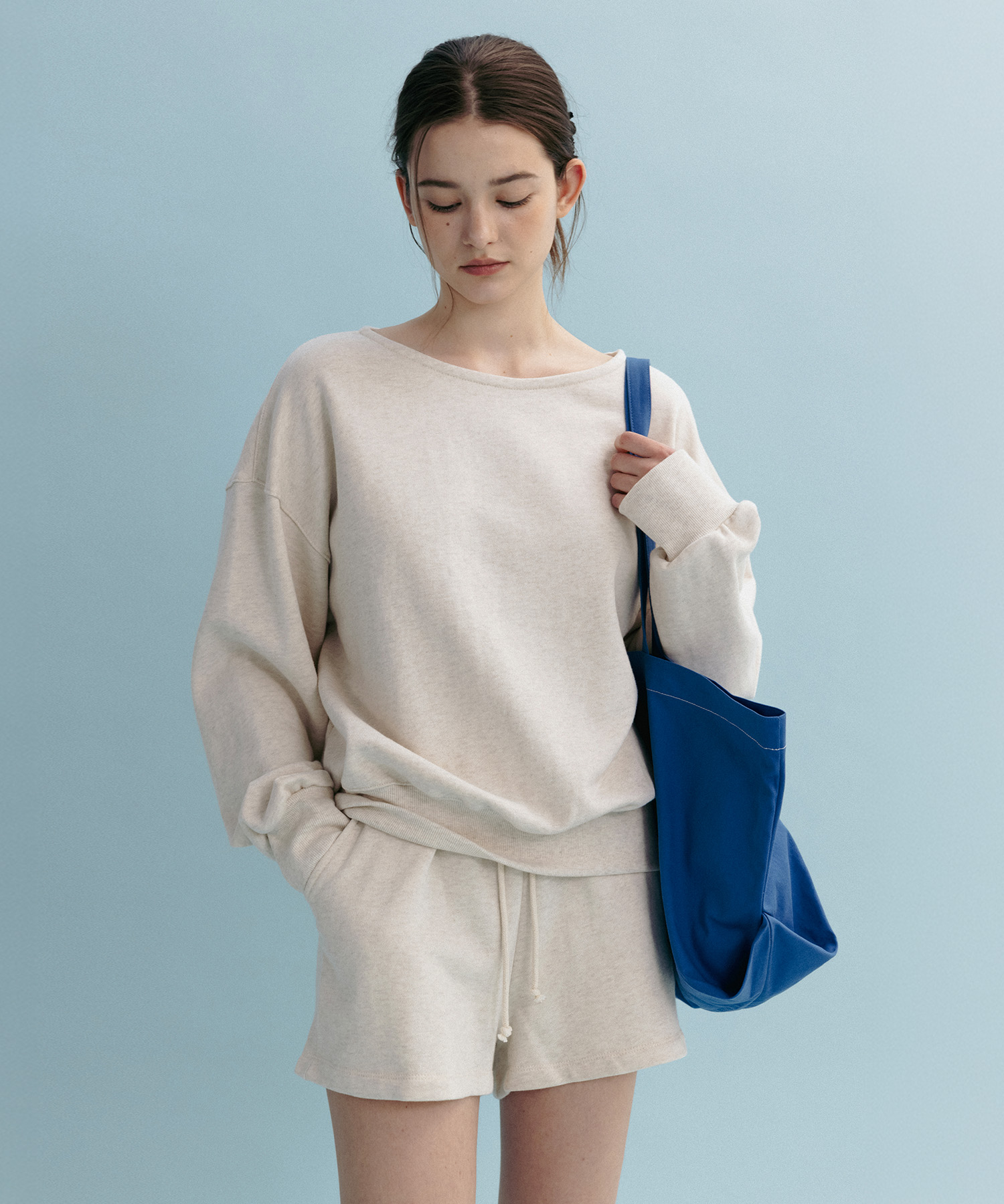 MADLEN BANDING SHORTS_OATMEAL