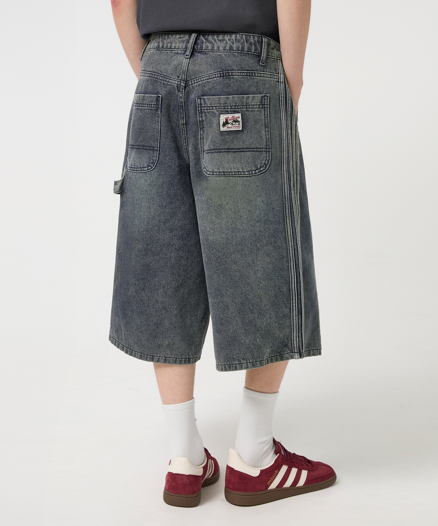 TRACK LINE WASHED DENIM BERMUDA SHORTS BLUE GRAY
