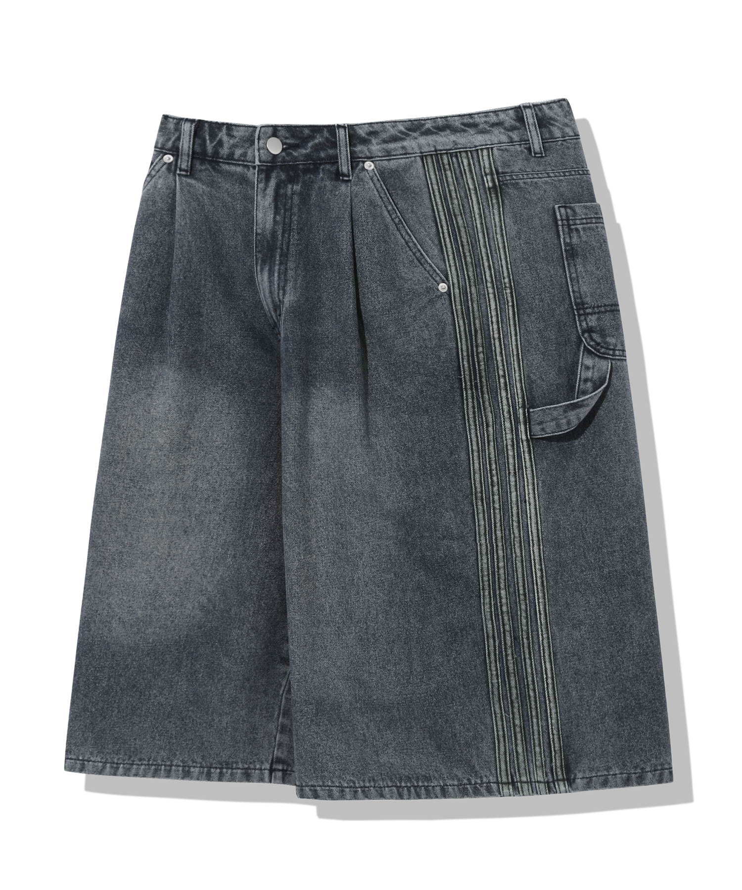 TRACK LINE WASHED DENIM BERMUDA SHORTS BLUE GRAY