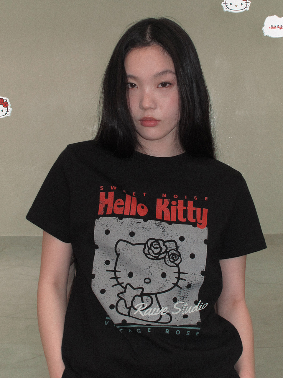 RAIVE X HELLO KITTY Dot Graphic T-shirts VW6ME003 2color