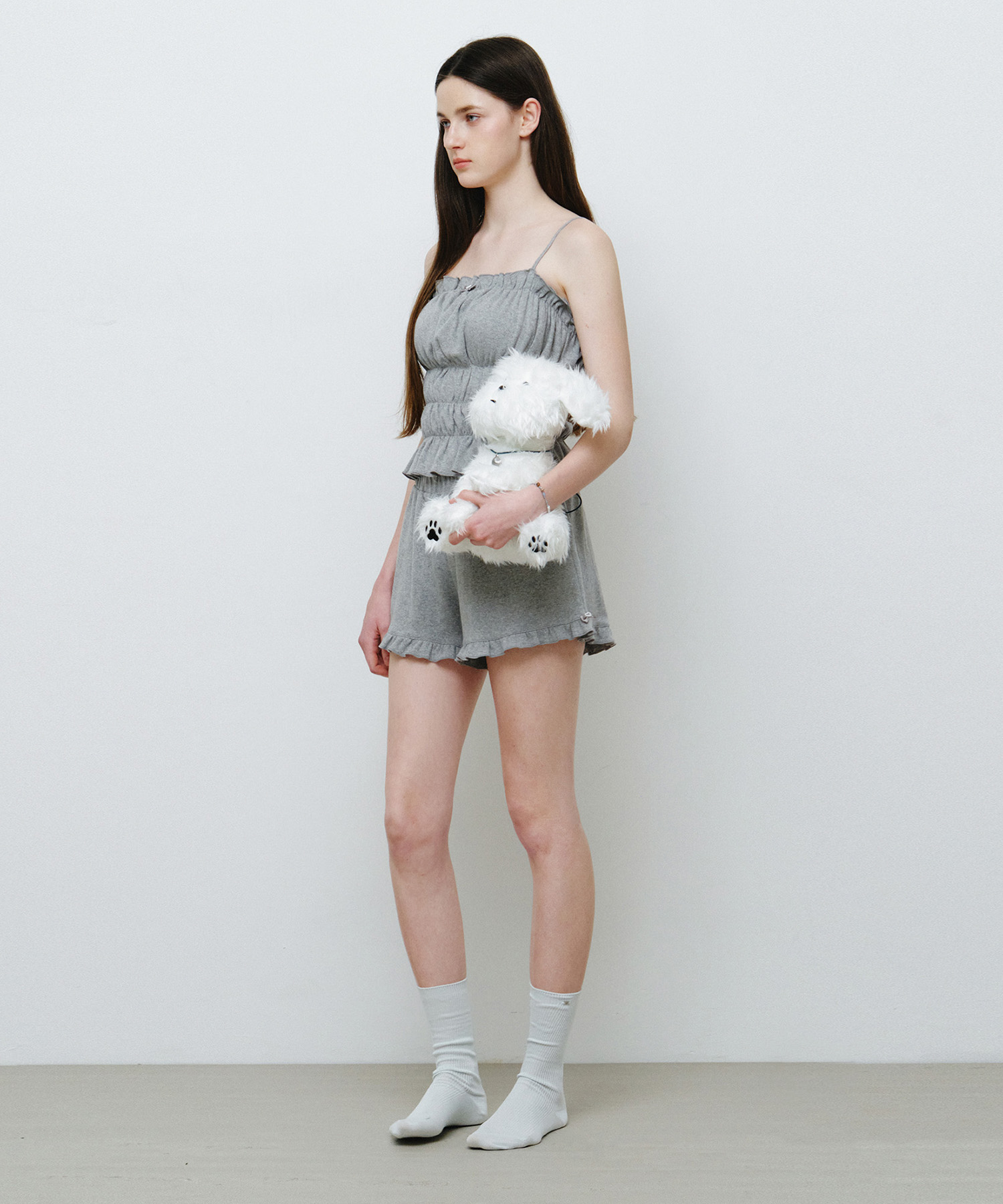 [SET] с рюшами хлопковый серый MDPJ003GRAY