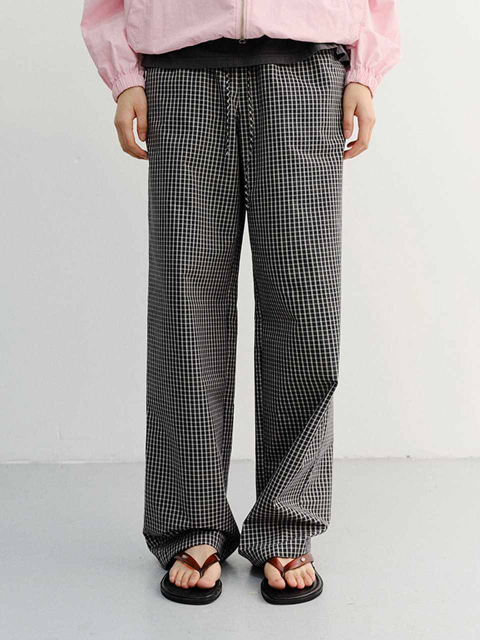 PAJAMA STRING PANTS BLACK CHECK