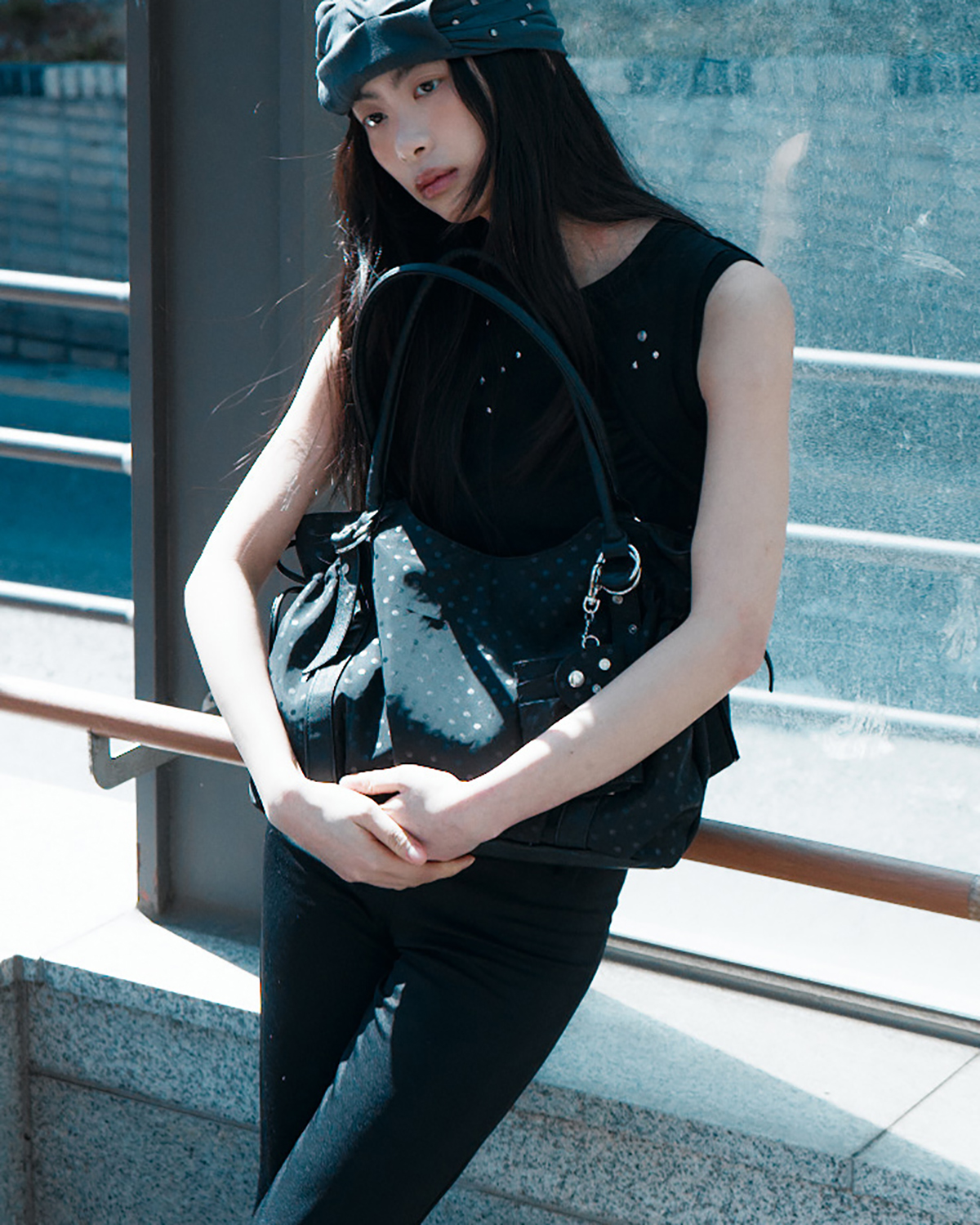 [×Misekiseoul] stud layered sleeveless (black)