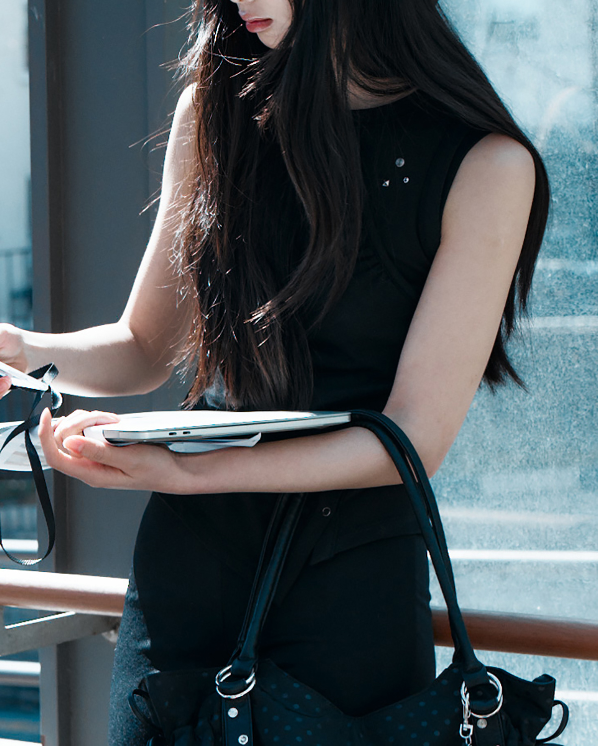 [×Misekiseoul] stud layered sleeveless (black)
