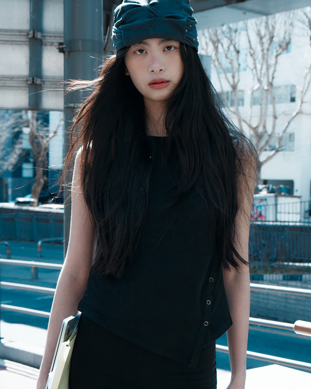 [×Misekiseoul] stud layered sleeveless (black)