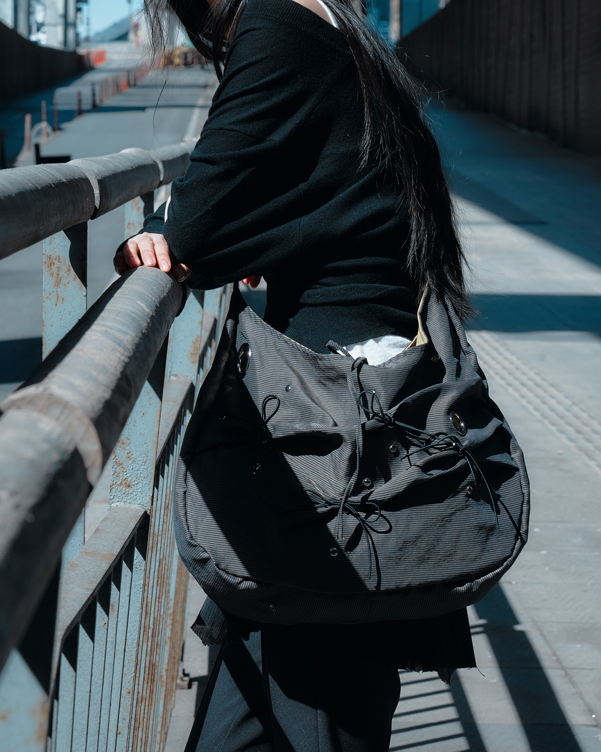 [×Misekiseoul] messy bag (khaki stripe)