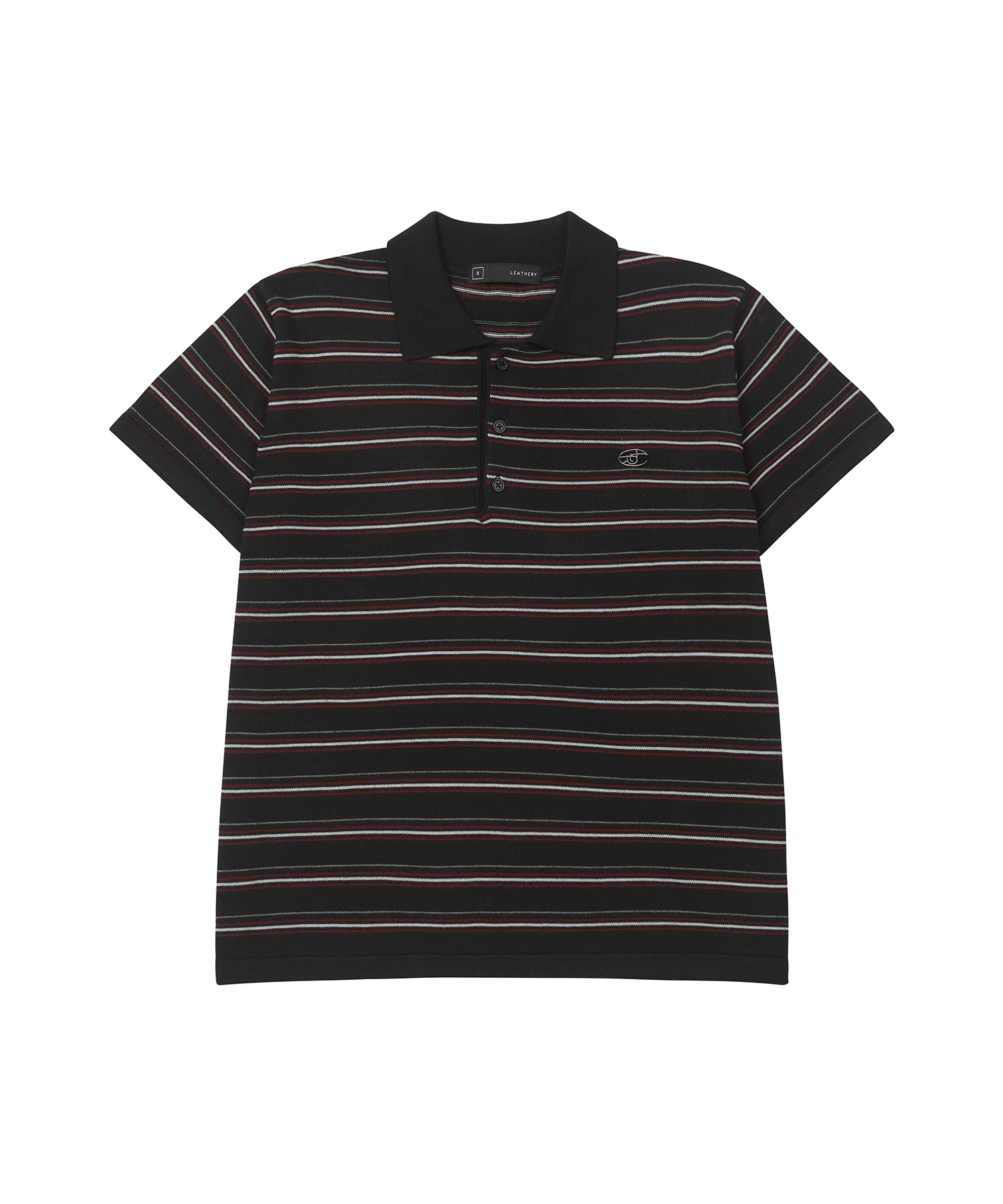 Multi Stripe Collar Knit Top [BLACK]