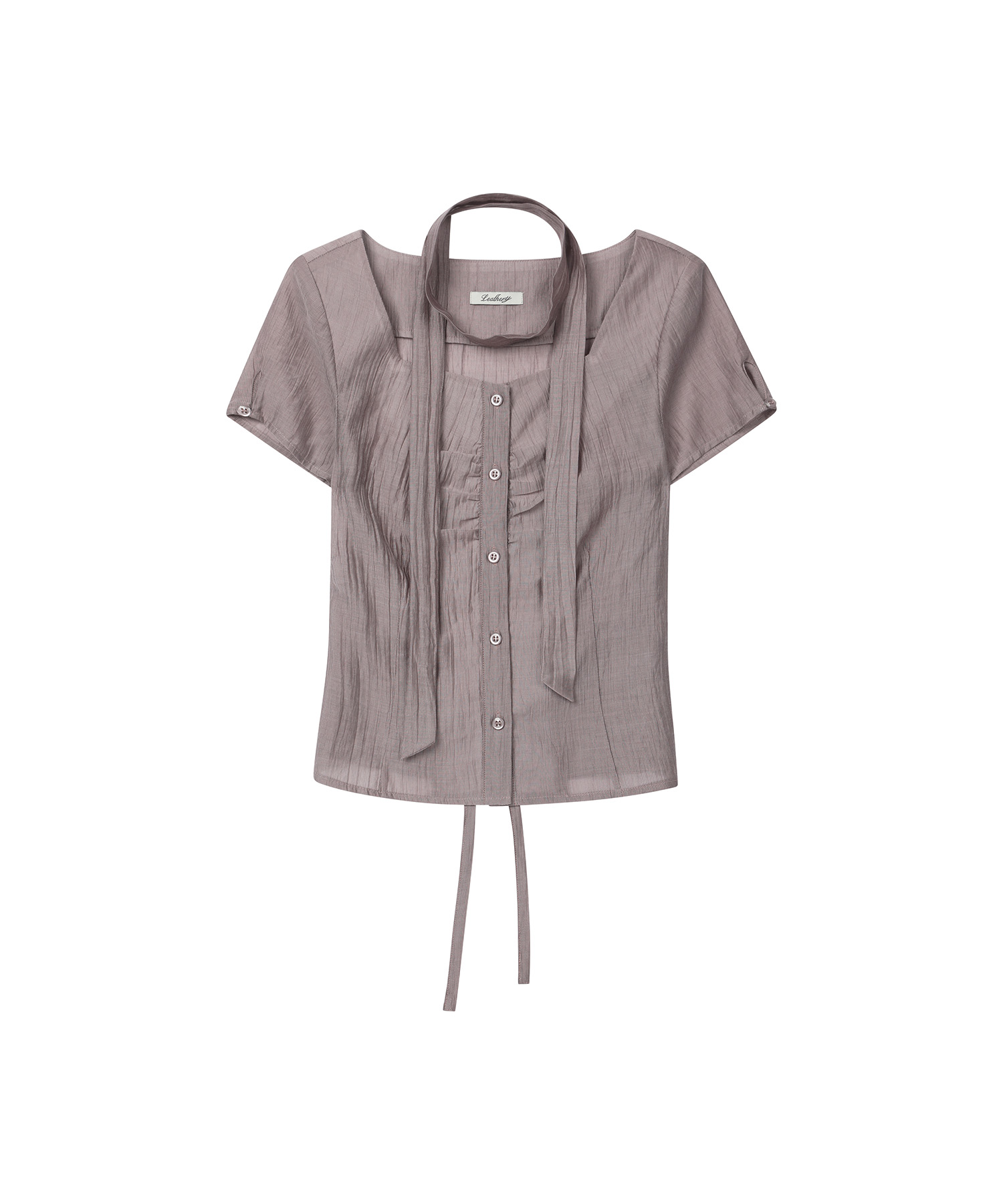 Double Tie Half Blouse [PURPLE GREY]