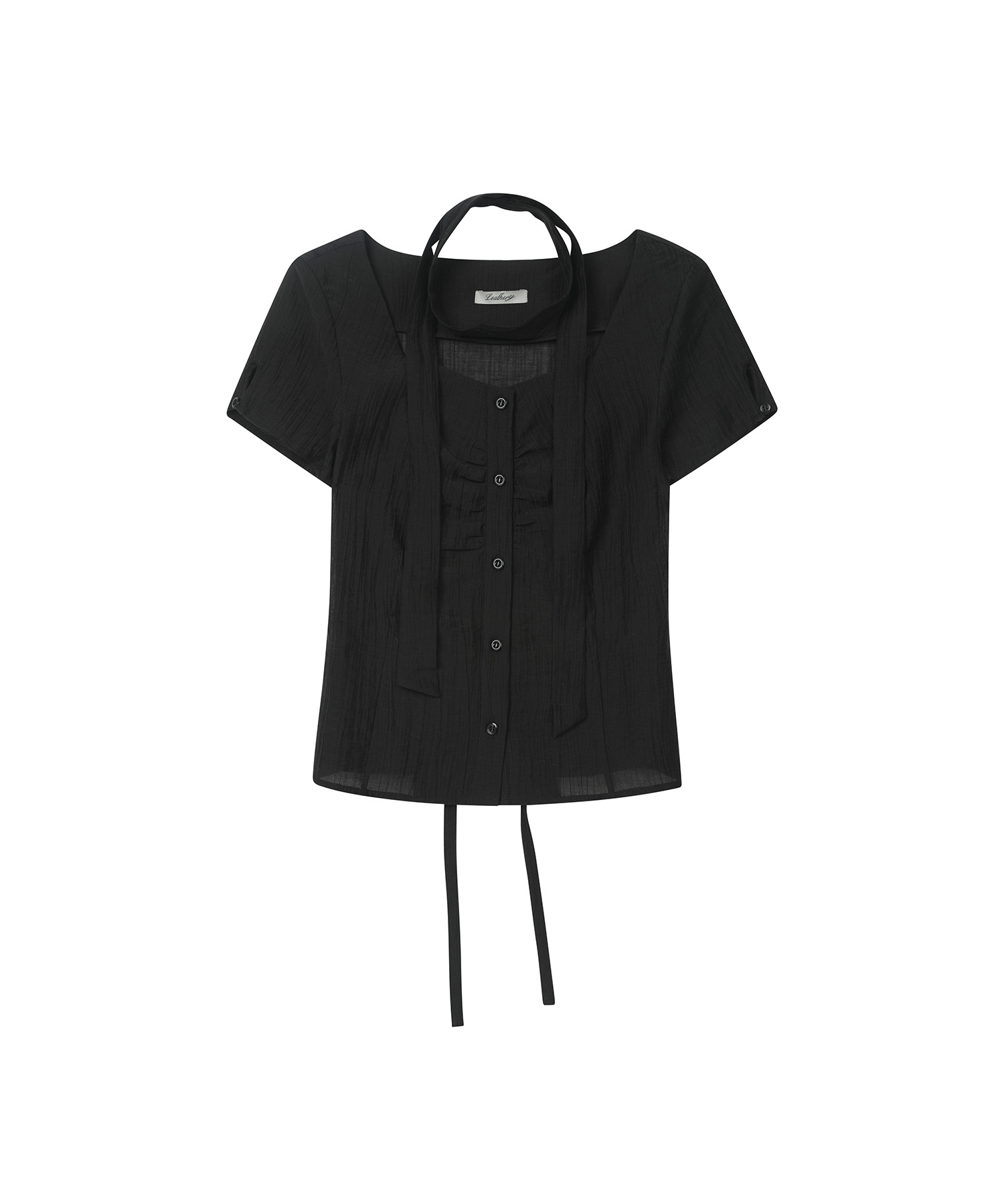 Double Tie Half Blouse [BLACK]