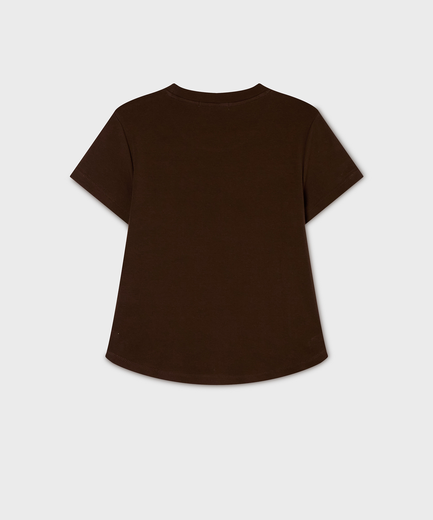 Round Neck Curved Hem T-shirt/WHRAG2433F
