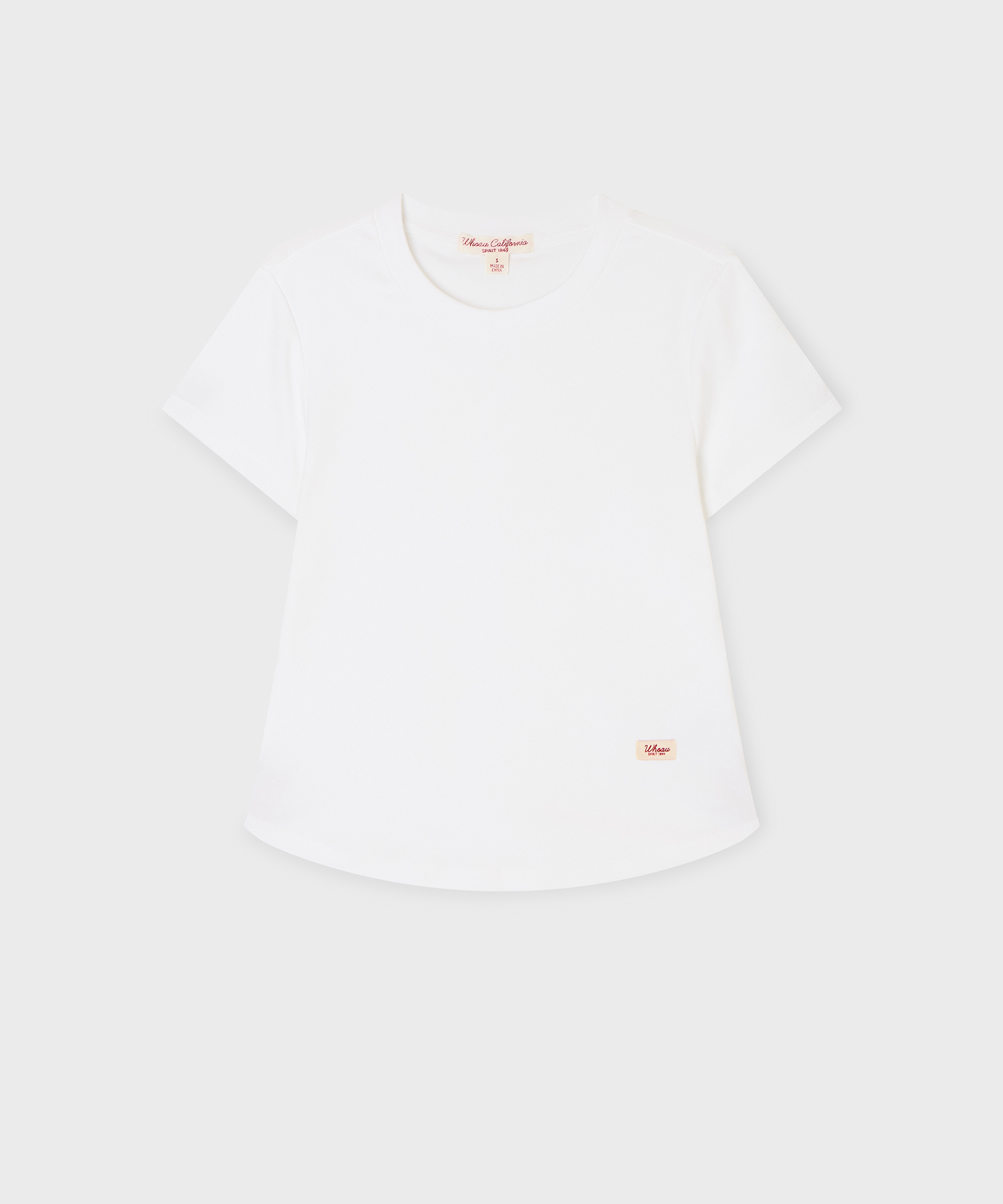 Round Neck Curved Hem T-shirt/WHRAG2433F