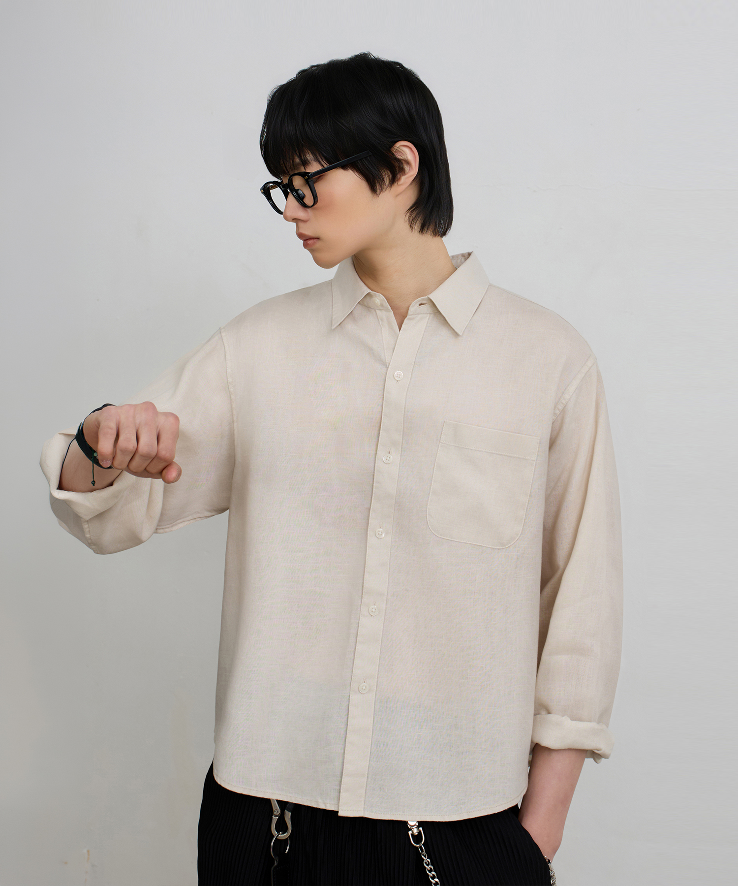 © EVERYONE’S LINEN 100% SEMI CROP SHIRT_5 COLOR