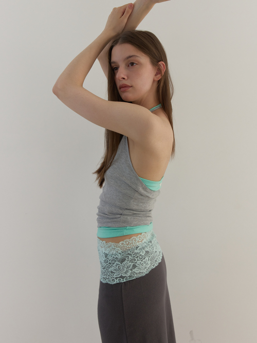 LACE WAIST SKIRT (CHARCOAL) thumbnail 3