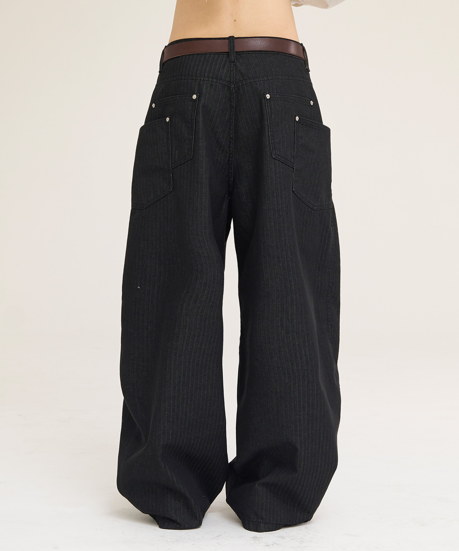 Crude Double Pocket Curved Pants_Black