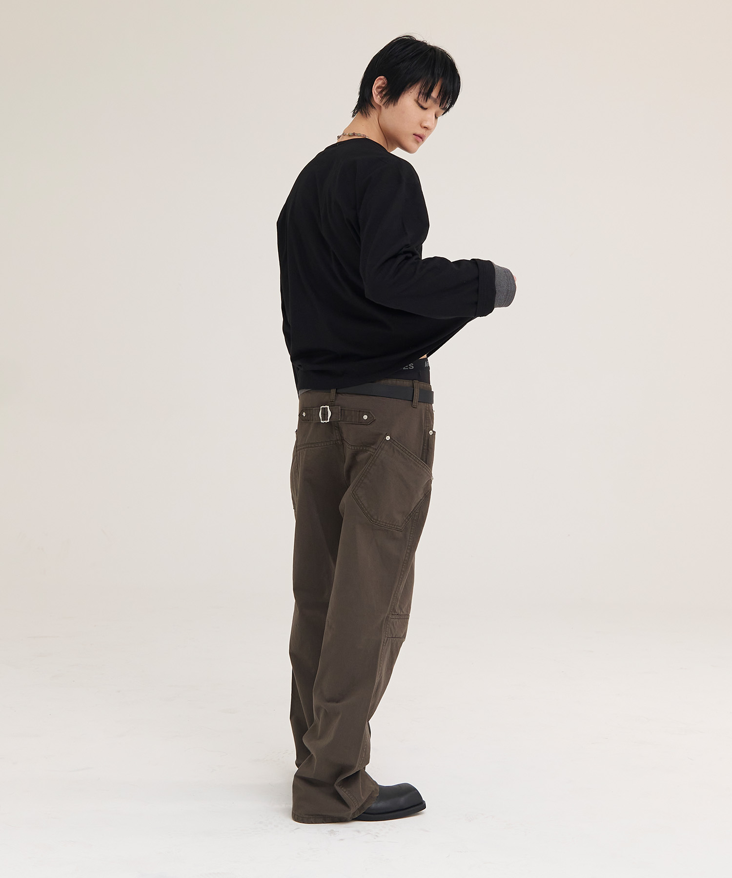 Contra Layered Henley Long Sleeve_Black