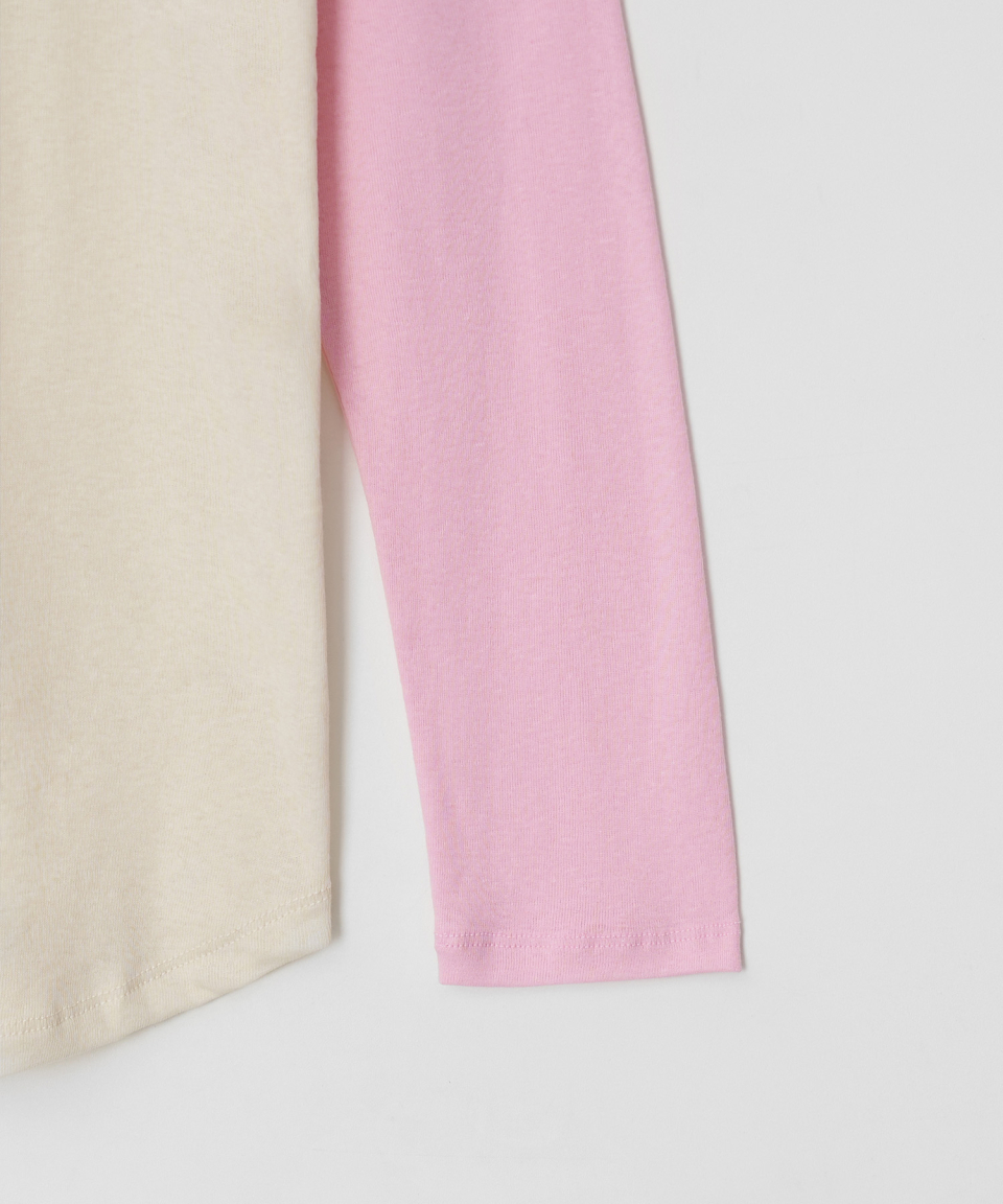 ECO COLOR BLOCK REGLAN LONG SLEEVE 2 COLOR - 2 COLORS PINK