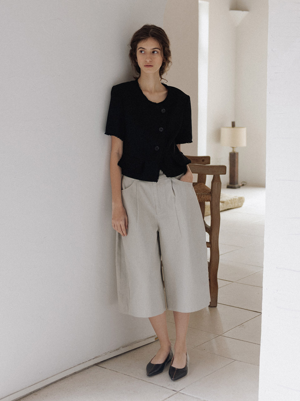 Side-Tuck Half Pants (2color)