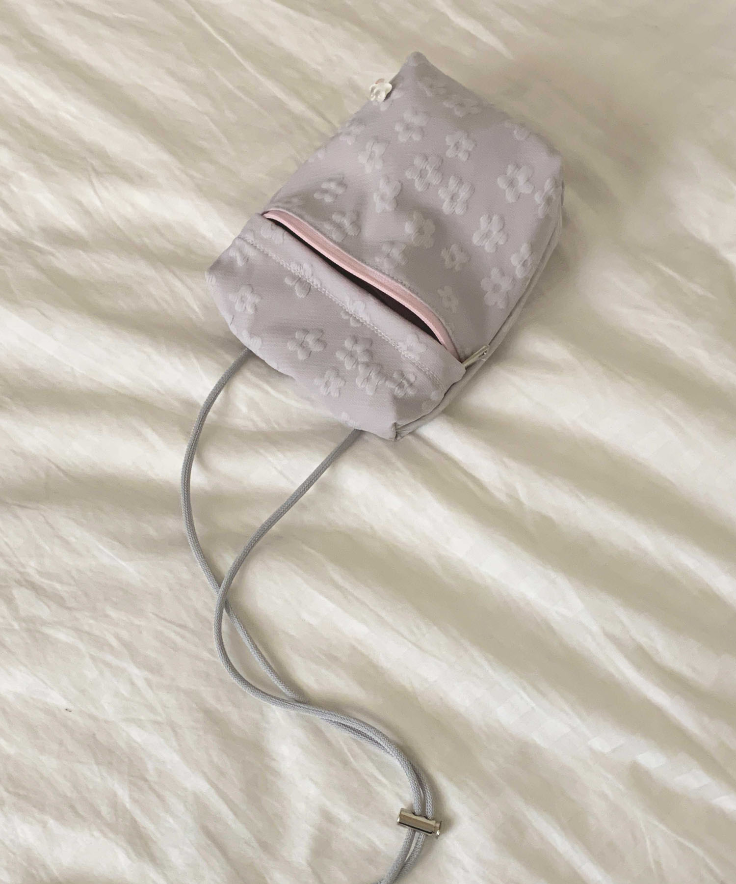 mini pocket bag - grey flower