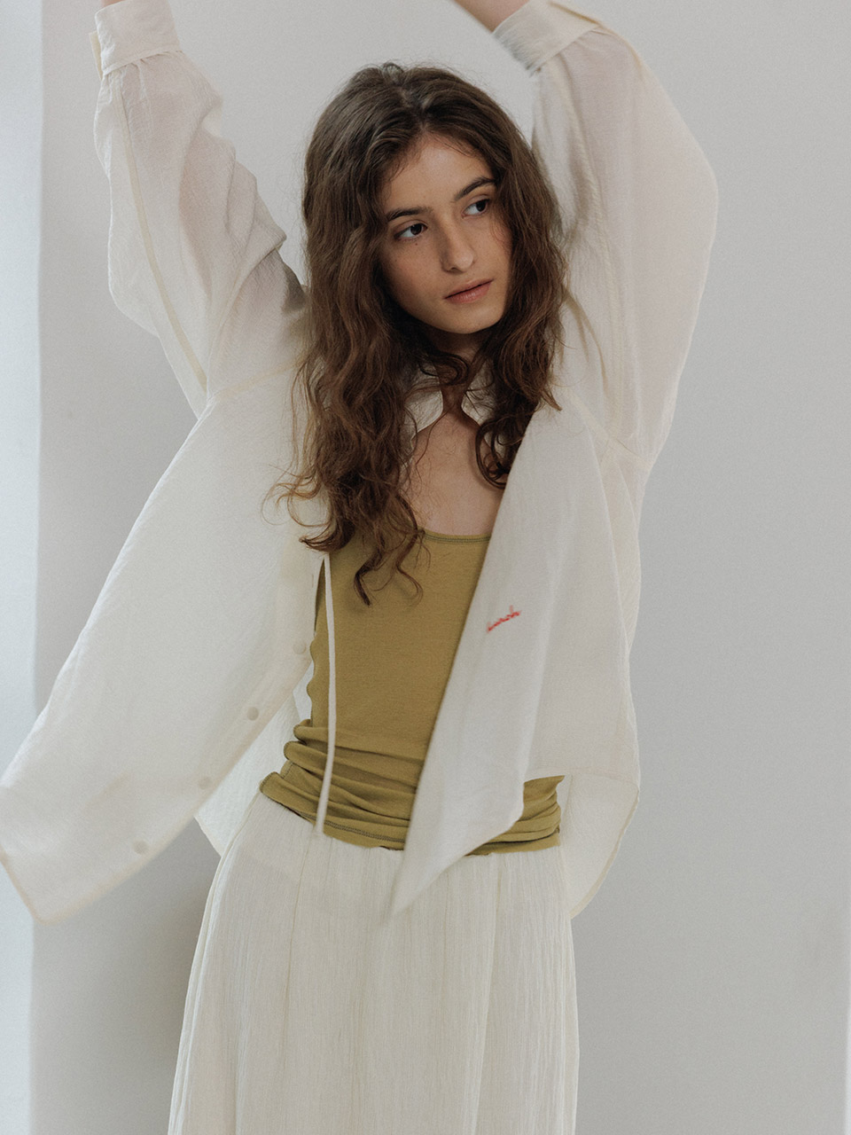Airy Band String Shirt Jacket