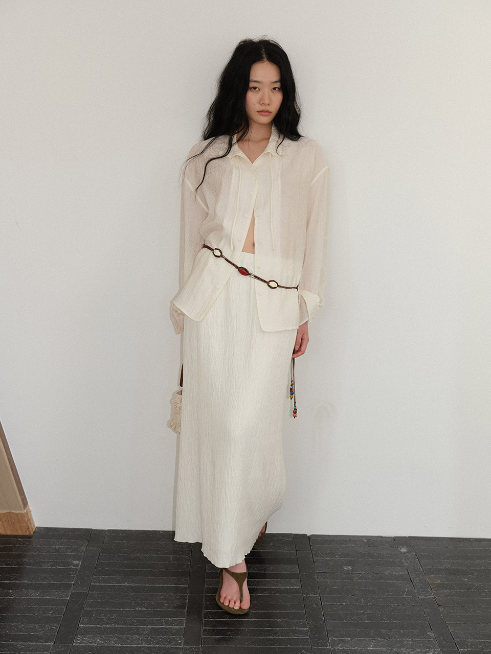 Airy Band String Shirt Jacket