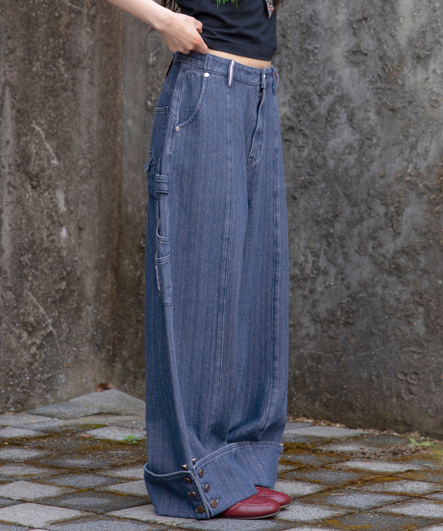 WXP088 Shima Canton широкие джинсы (BLUE)