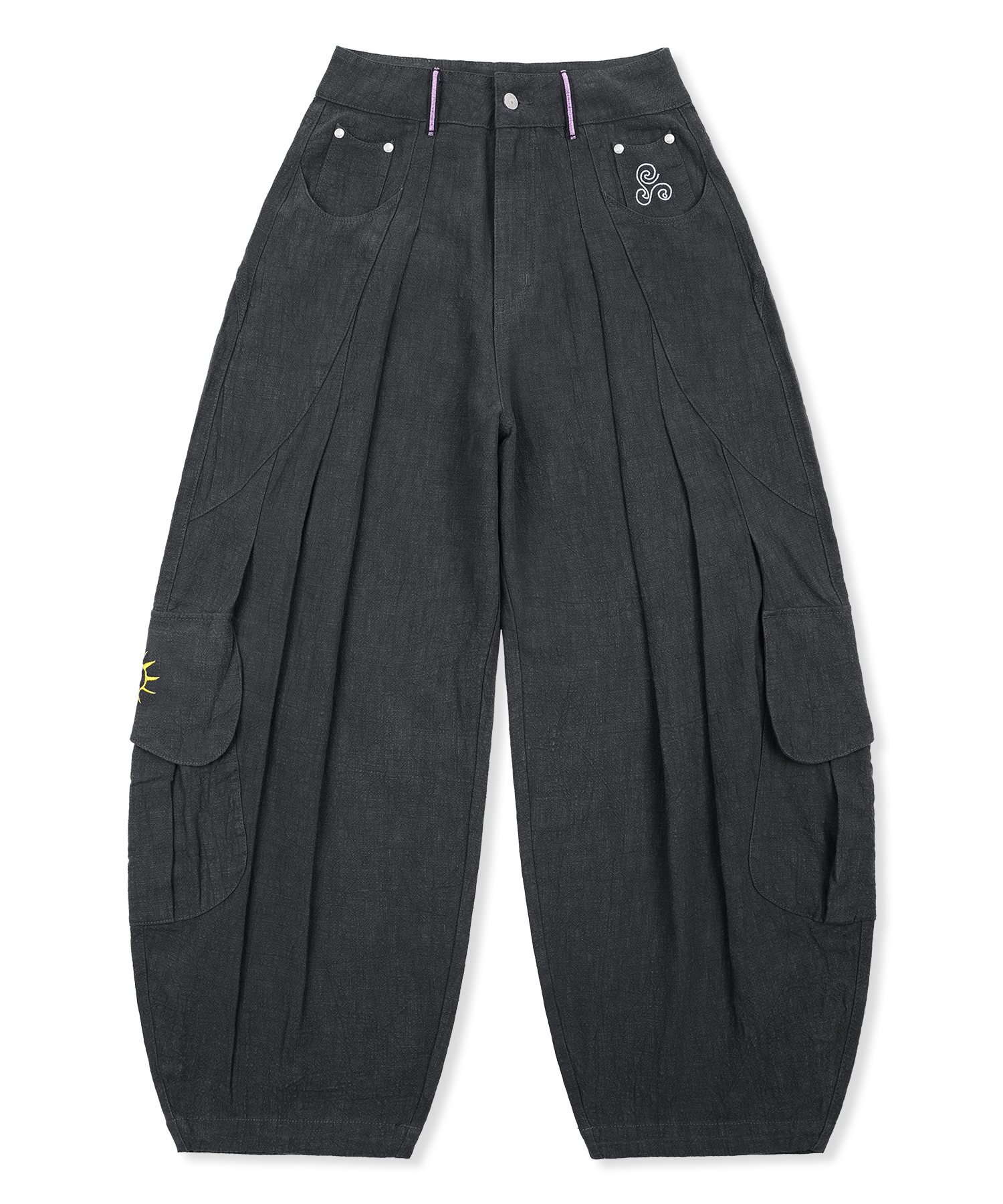 Брюки-баллоны из льна с защипами WXP100 (Black)